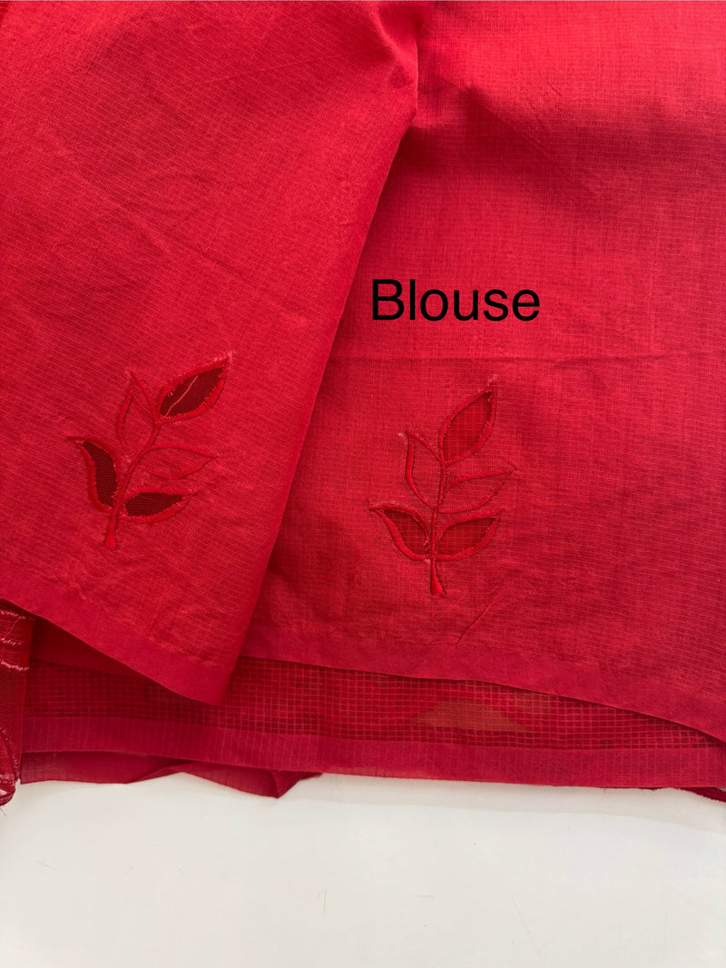 NetKota Applique work saree  MSH110- Red