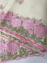 Mul chanderi embriodery saree with scalloped borders MSH176