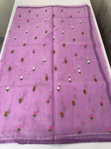 Kota checks saree with embroidery MS7679(2) Lavender