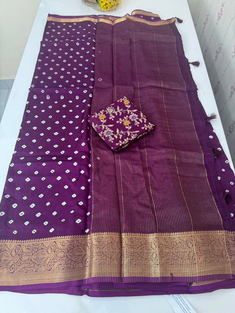 Soft dola silk saree with brocade banarasi  blouse MDLS212- Wine
