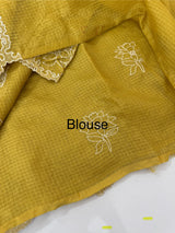 Silky kota saree with embriodery MS16334- Yellow