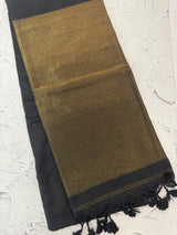 Plain Khadi cotton saree MS33455 Black