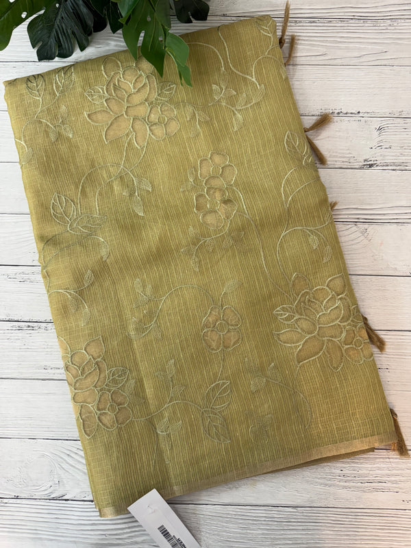 Kota Tissue Silk applique work saree MS49811 - PastelOlive