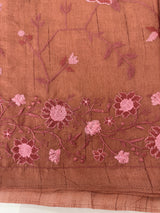 Blended Matka Tussar silk saree with cross stitch embroidery MS4899 - Peach