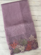 Handworked glass organza saree with applique work- MSHW227- Lavender