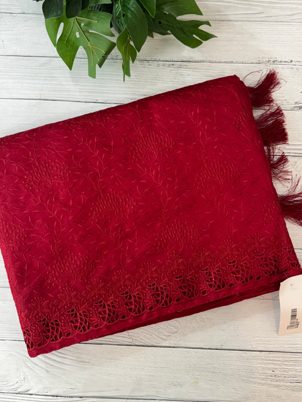 Cutwork crepe Blended tussar saree with thread work MTS9078