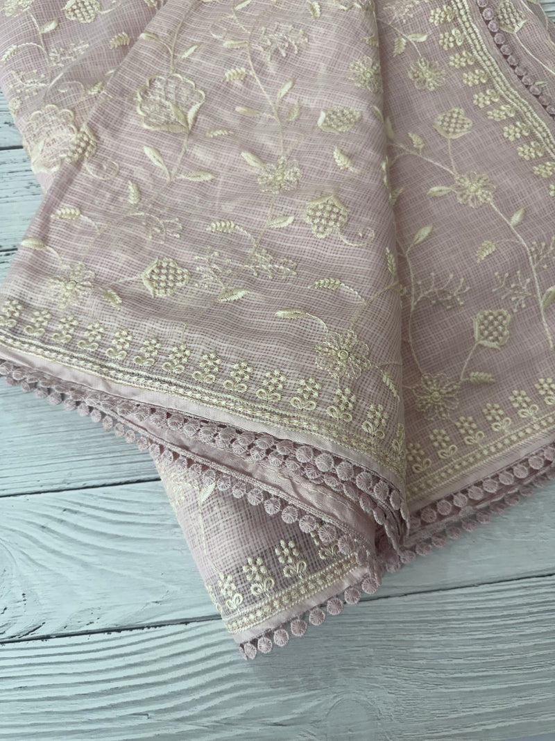 Soft kota silk saree with embroidery MS14717 - Pastel BabyPink