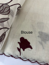 Tissue cotton applique work saree MS6743(2) Maroon