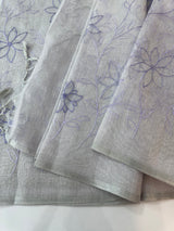 Tissue Linen Saree with embroidery MRS786 - Pastel Lavender