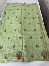 Semi linen saree with embroidery- MS15167