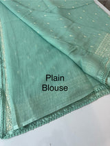 Semi linen saree with chikanakari embroidery- MS15086 PastelAquaBlue