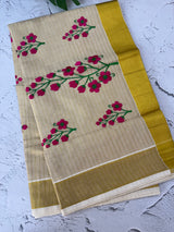 Kerala tissue embroidery saree - VOP2