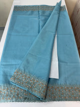 Organza saree with embroidery borders - MSH907 LightBlue