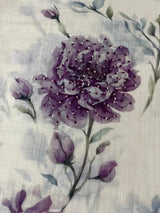 Handworked floral digital printed semi Linen Saree MLS611