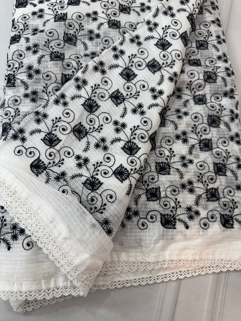 Soft kota checks saree with embroidery MS7843