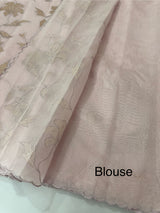 Mul chanderi tissue applique work saree  MSH185 - PastelPink