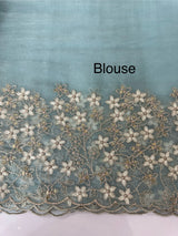 Crush tissue Organza saree with embroidery work MS14791 -PastelBlue