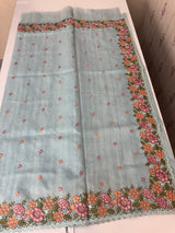Embriodery Kota Silk Cutwork saree SBLCYTM- PastelBlue