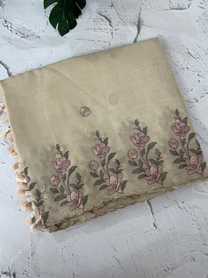 Soft crush chiffon saree with embroidery MCH390