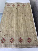 Blended soft tussar silk saree with embroidery- MSB654