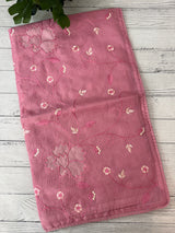 Soft kota silk saree with embriodery and organza applique work  -MS14509 Pink
