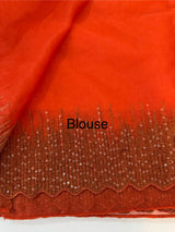 Semi Organza saree with embroidery borders - MSH296 Orange
