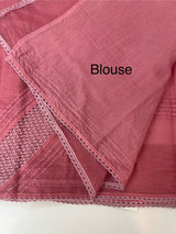 Supernet saree with crochet work and lace border MCJ5433 - PeachyPink (Design - Diagonal Crochet)