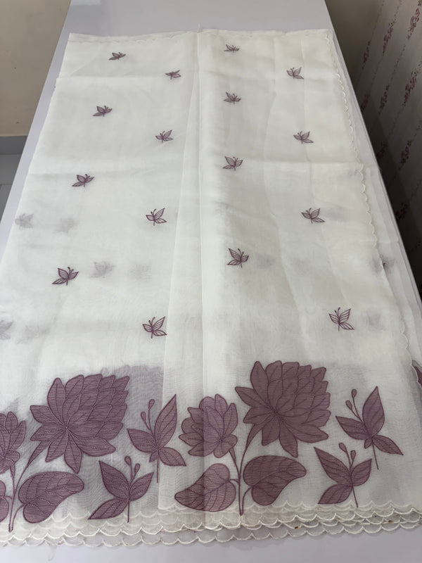 Tissue mix soft silk saree with applique work MTSS5432