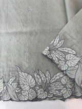 Soft kota silk saree with embriodery MS15031- Grey