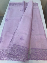 Viscose Organza saree with applique work-MSH101 Lavender