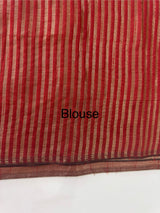 Semi silk saree with temple border MSSF146 - MaroonRed