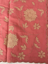 Malai chanderi saree with applique work MSM6201 Peach