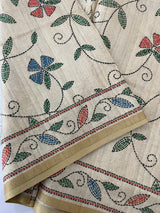 Muga silk saree with prints- MMB891