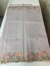 Mul chanderi saree with embriodery borders MSH113 - DuskyLavender