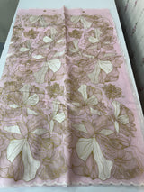 Jute Linen saree with thread work MSH206 - Pink