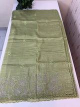 Crush Organza applique work saree MS14589