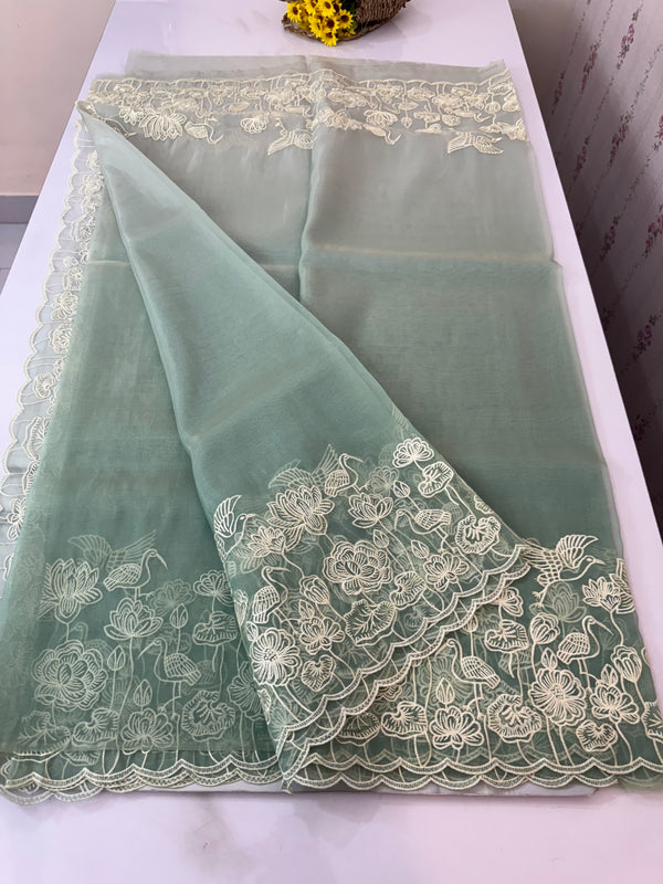 Ombre organza saree with embroidery MOS890