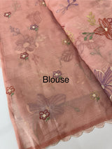 Crush Organza saree with embroidery work MBS699 PeachPink