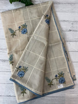Pure soft kota silk saree with embroidery MS19078 Blue