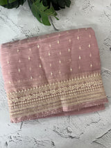 Tissue Organza saree with thread work - MS14798 PastelPink