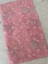 Soft crushed Chiffon saree with Applique work MSC477 PastelPink