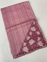 Cutwork Semi tussar saree MTSS674 OnionPink