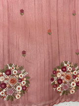 Blended tussar silk saree with embroidery- MS1072 NudePeach
