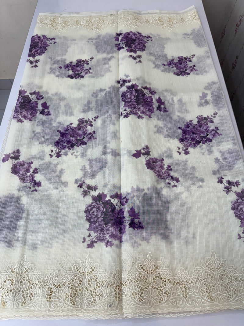 Cutwork Soft kota silk saree with digital prints MSH121