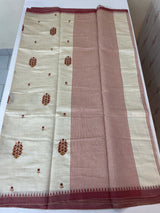 Blended tussar saree with cross embriodery - MSH1456