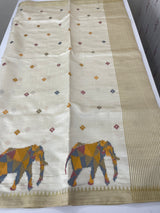 Blended semi tussar silk saree with embroidery MSJ677
