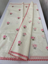 Mul chanderi embriodery saree with scalloped borders MSH290