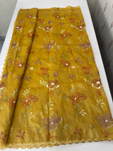 Crush Organza saree with embroidery work MBS699 Mustard