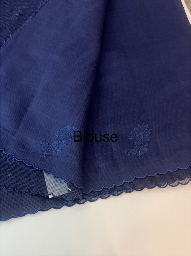 Kota silk cotton saree with applique work MS81788 -DarkBlue
