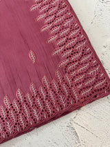 Blended tussar saree with cutwork border- MSHK691 BerryPink